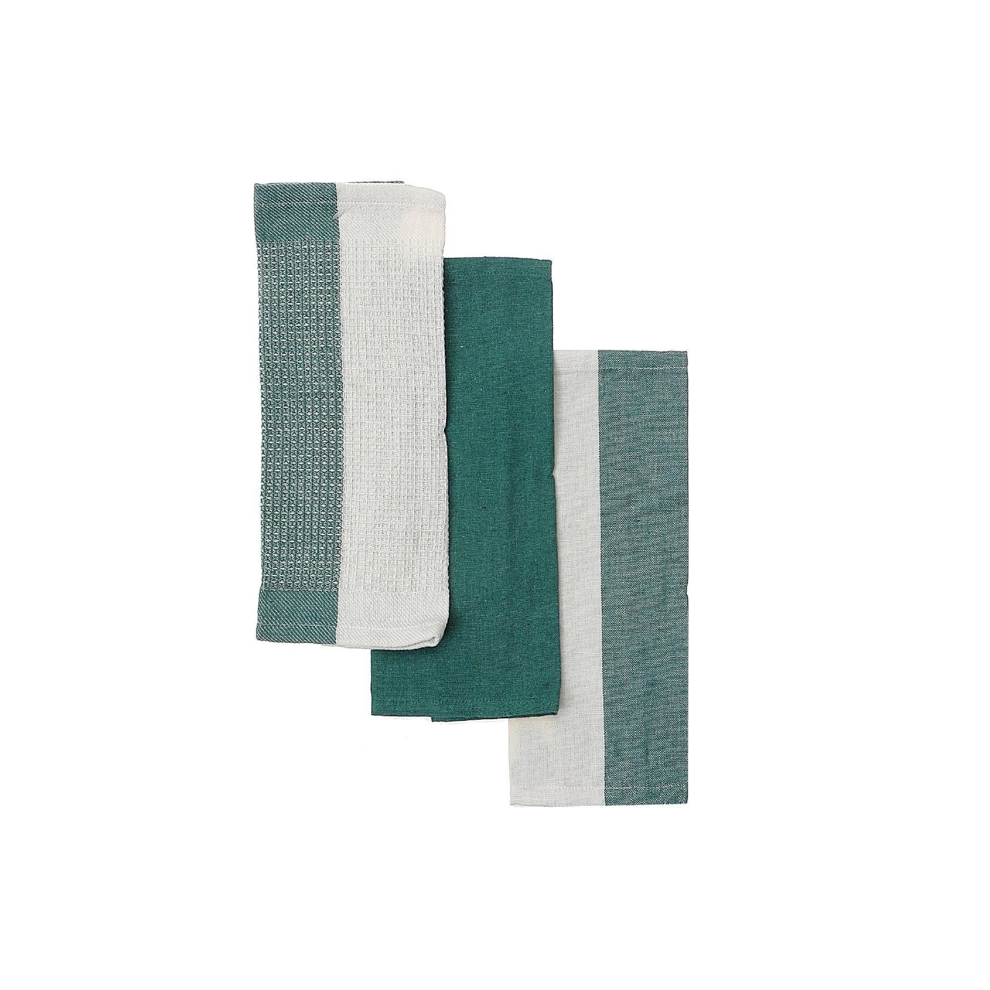Dish Green Towel Set Of 3 Pcs Block Print, Kitchen Dish Cloths, Farmhouse Kitchen Décor