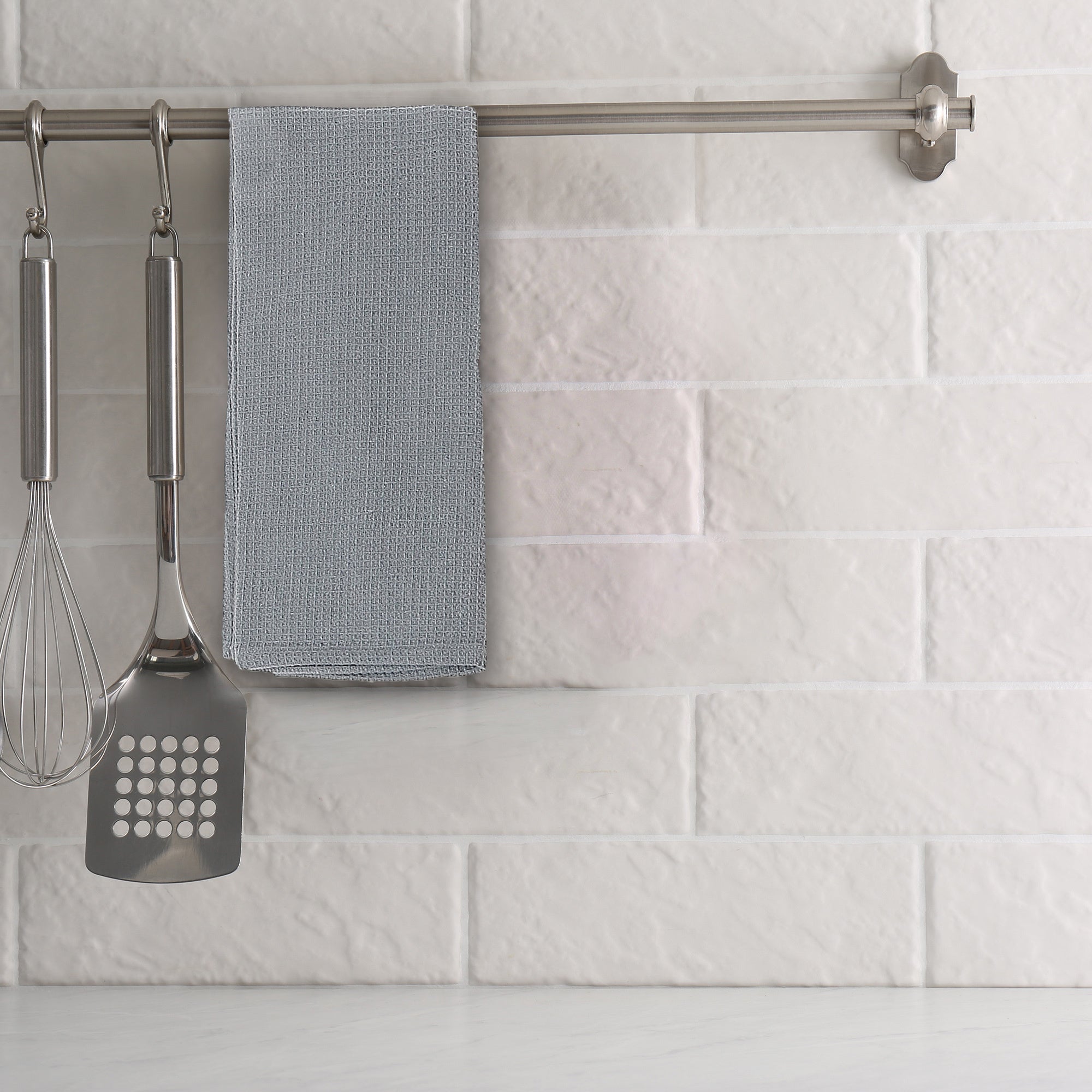 Kitchen Drizzle Towel Set Of 3 Pcs Block Print Waffle, Kitchen Dish Towels, Farmhouse Dining Decor