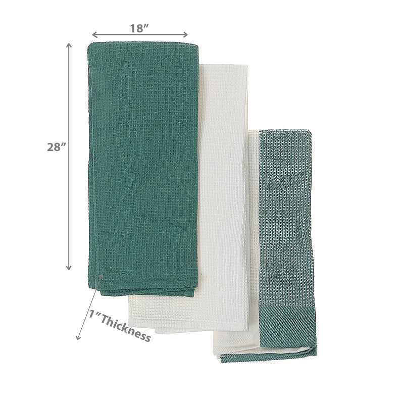Kitchen Towel Set Of 3 Pcs Block Print Waffle