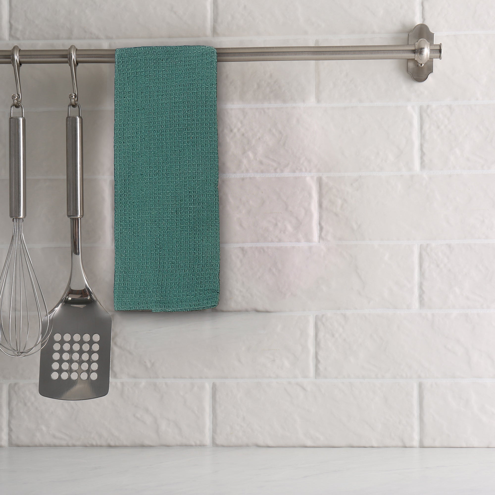 Dish Green Towel Set Of 3 Pcs Block Print, Kitchen Dish Cloths, Farmhouse Kitchen Decor