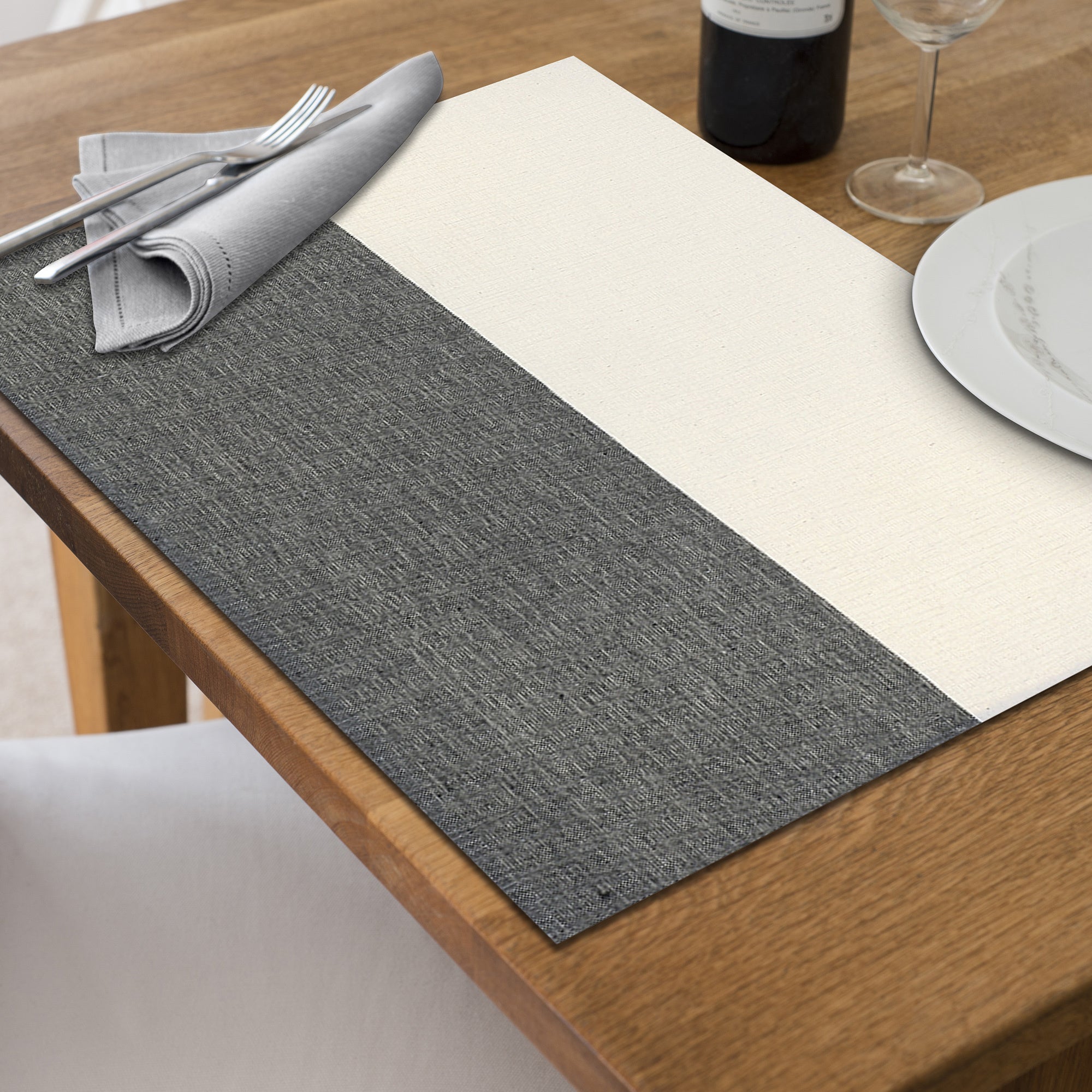 Fused Placemat Block Print Set Of 12, Dining Table Tableware, Rustic Kitchen Decor