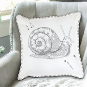 Blanket Stitch Embroidered Cushion Snail Set Of 2, 18 X 18 Inch, Decorative Throw Pillow