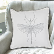 Blanket Stitch Embroidered Cushion Mantis Set Of 2, 18 X 18 Inch, Decorative Throw Pillow