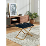 Imperial Tufted Ottoman – Black, Golden X Base, Accent Furniture