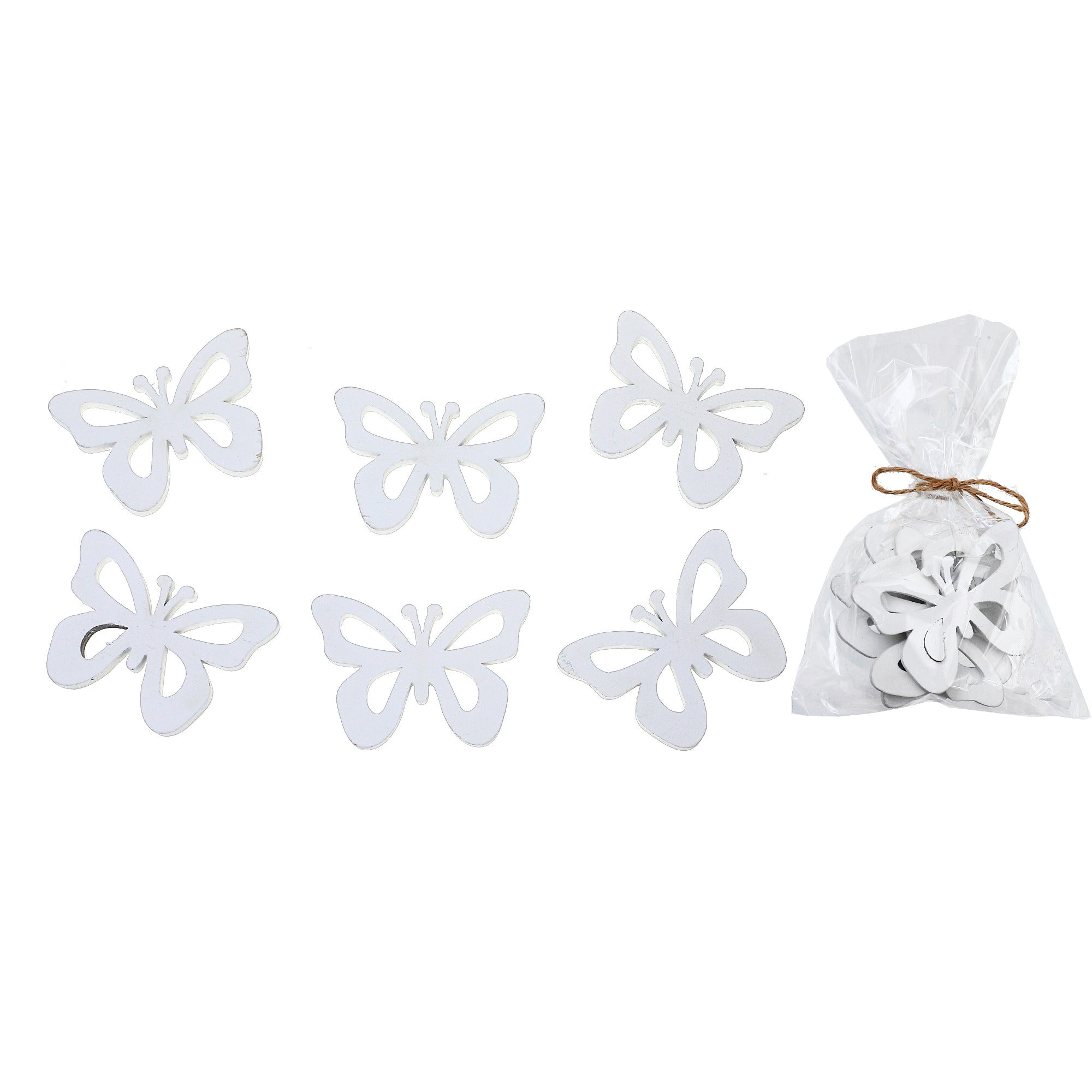 6 Pack White Wooden Butterfly Ornaments Decorative Hanging Home Decorations