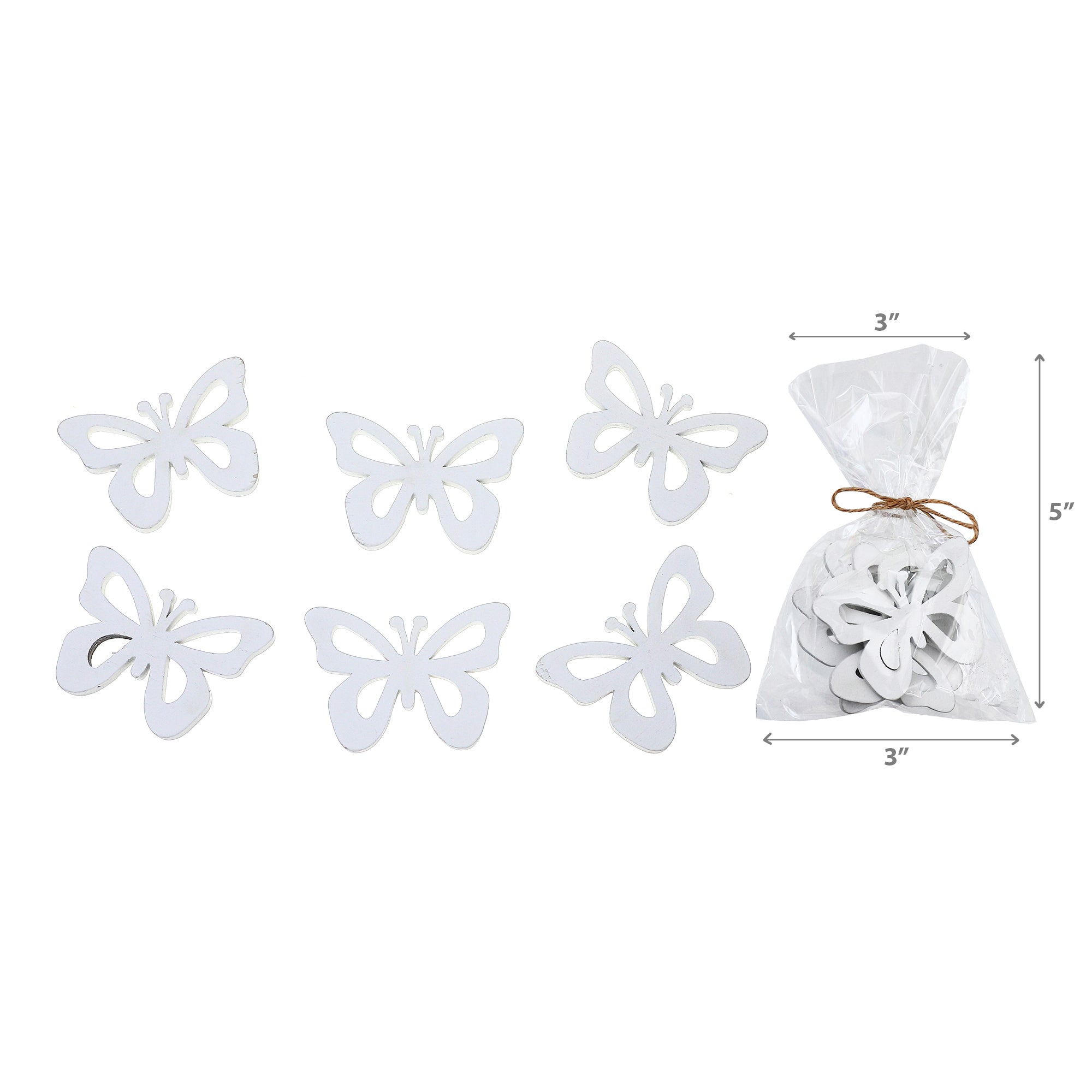 6 Pack White Wooden Butterfly Ornaments Decorative Hanging Home Decorations