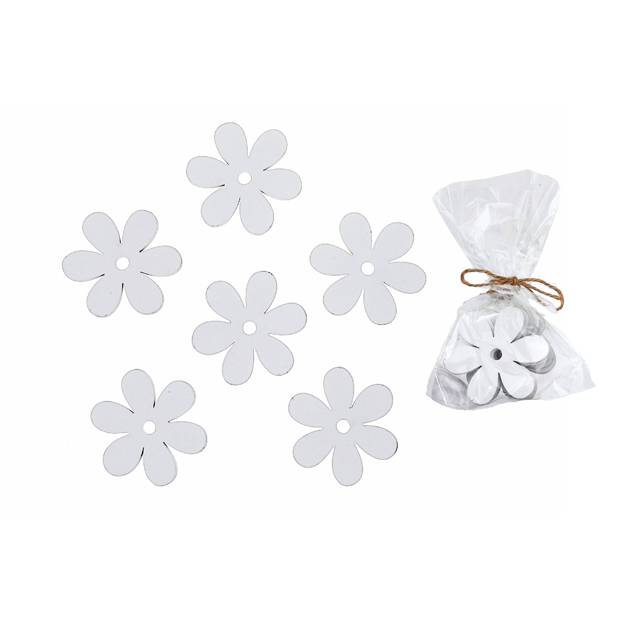 6 Pack White Wooden Daisy Ornaments Decorative Hanging Home Decorations