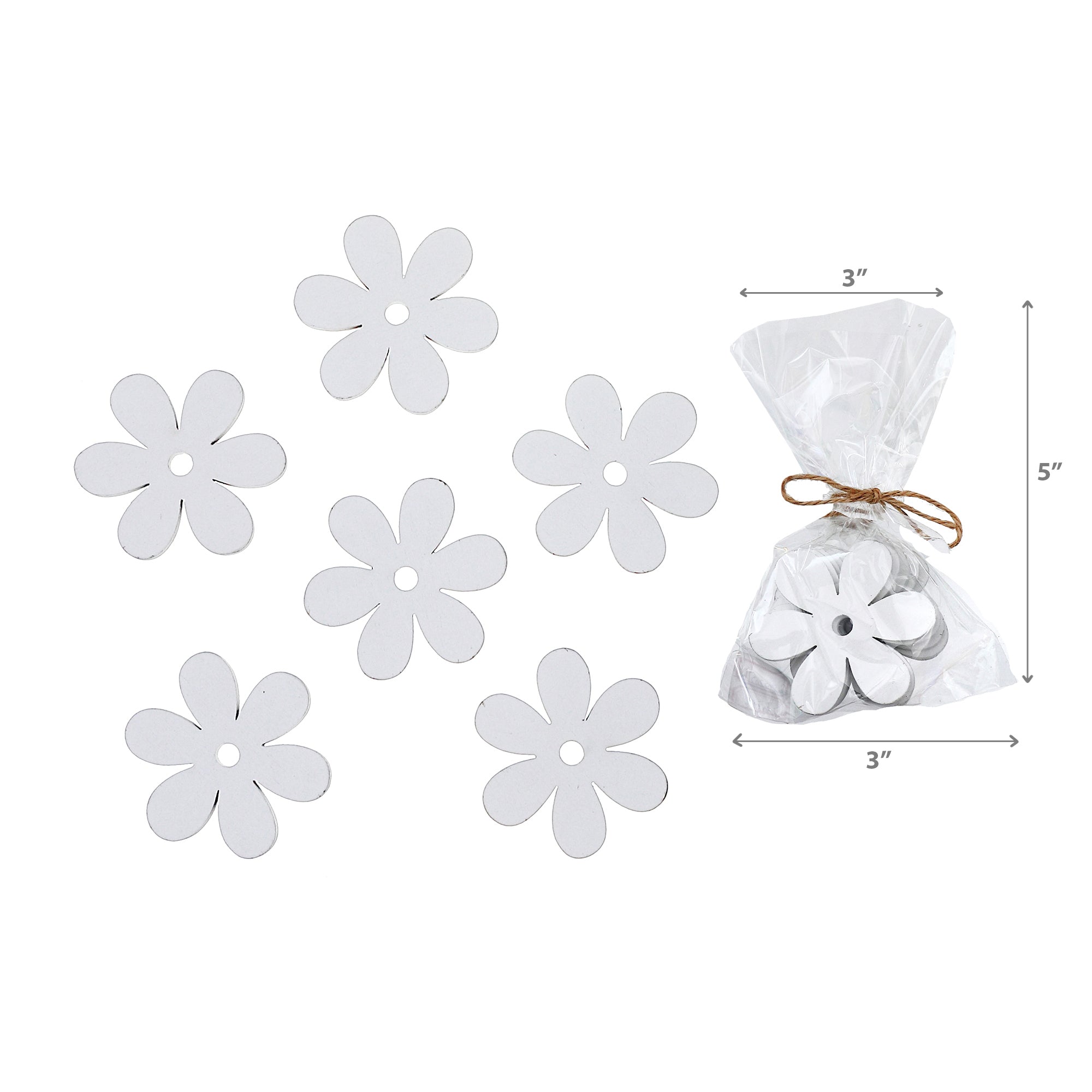 6 Pack White Wooden Daisy Ornaments Decorative Hanging Home Decorations