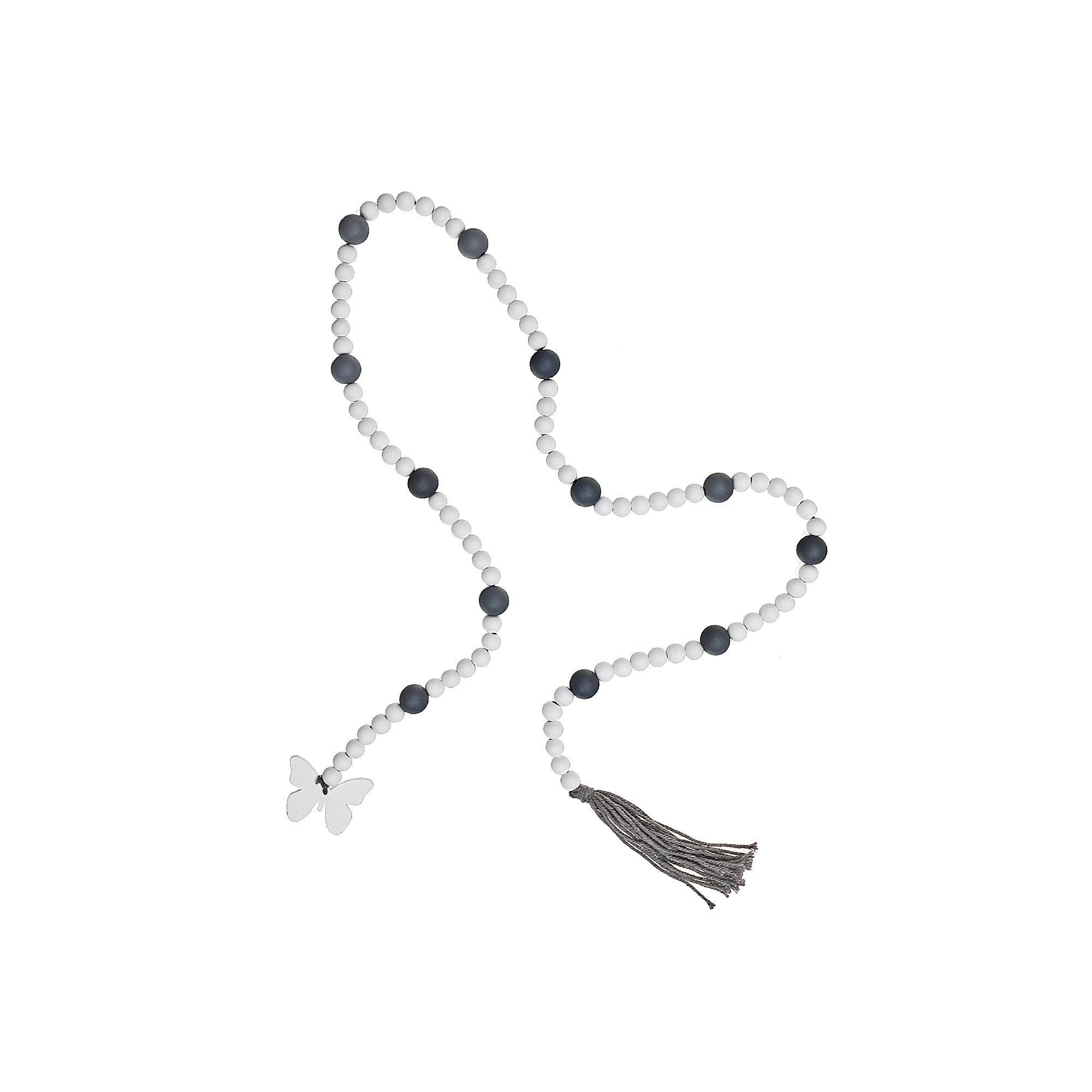 65 Inch Dual Color Bead Garland With Tassel Butterfly Set Of 2, Holiday Home Decor, Table Accent