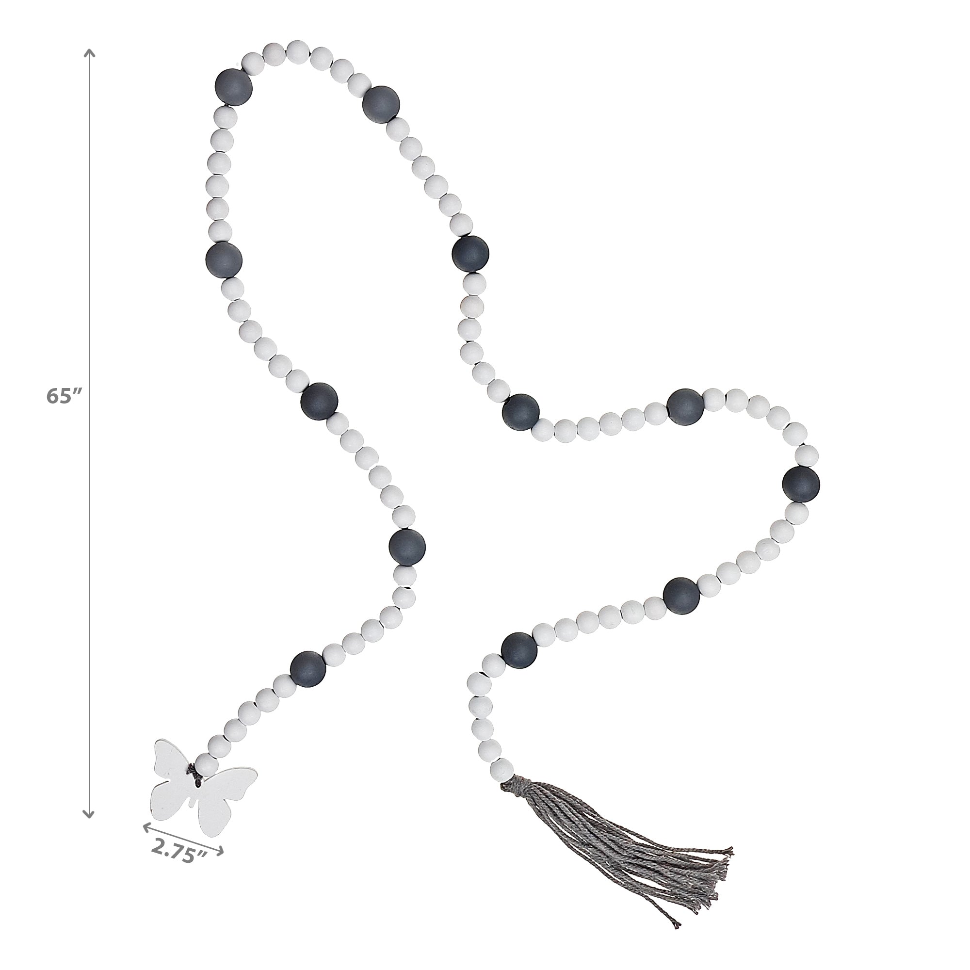 65 Inch Dual Color Bead Garland With Tassel Butterfly Set Of 2, Holiday Home Decor, Table Accent