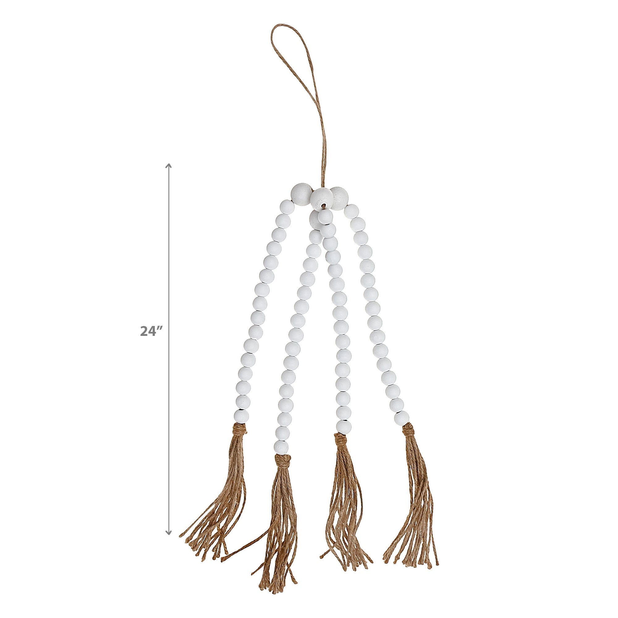 24 Inch Quadruple Bead Garland White Set Of 2, Rustic Home Decor, Table Accent