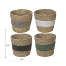 Natural Grass Stripe Basket Assorted - Set of 4
