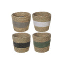 Natural Grass Stripe Basket Assorted - Set of 4