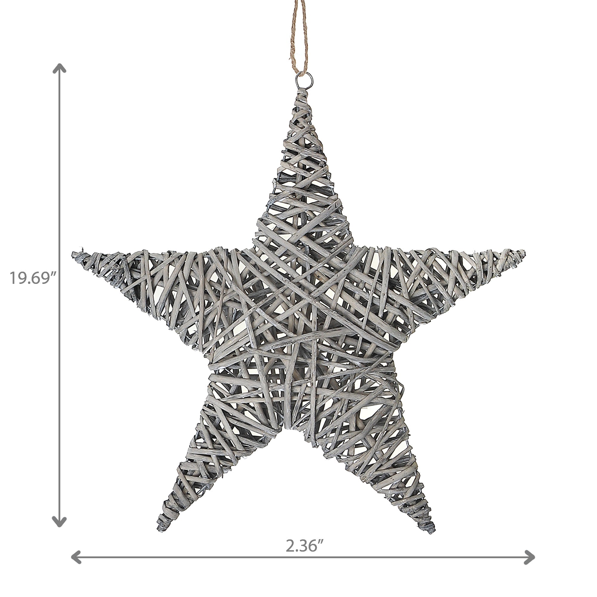 Grey Willow Star Wall Hanger Medium, Medium Grey Willow Star Wall Hanger, Farmhouse Wall Decor