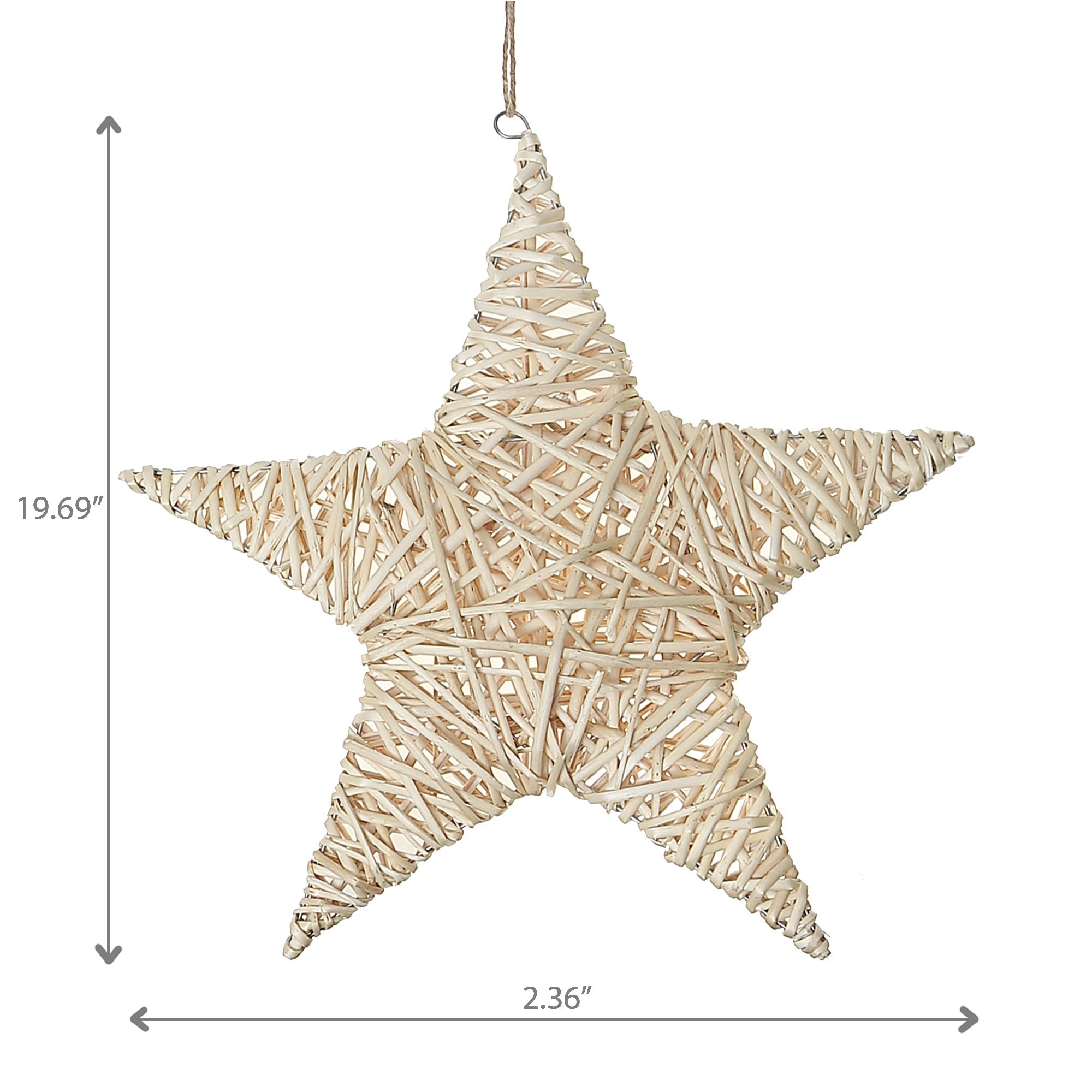 Natural Willow Star Wall Hanger Medium, Medium Natural Willow Star Wall Decor, Rustic Accent