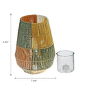 Oblong Paper Lantern (Green/Yellow)