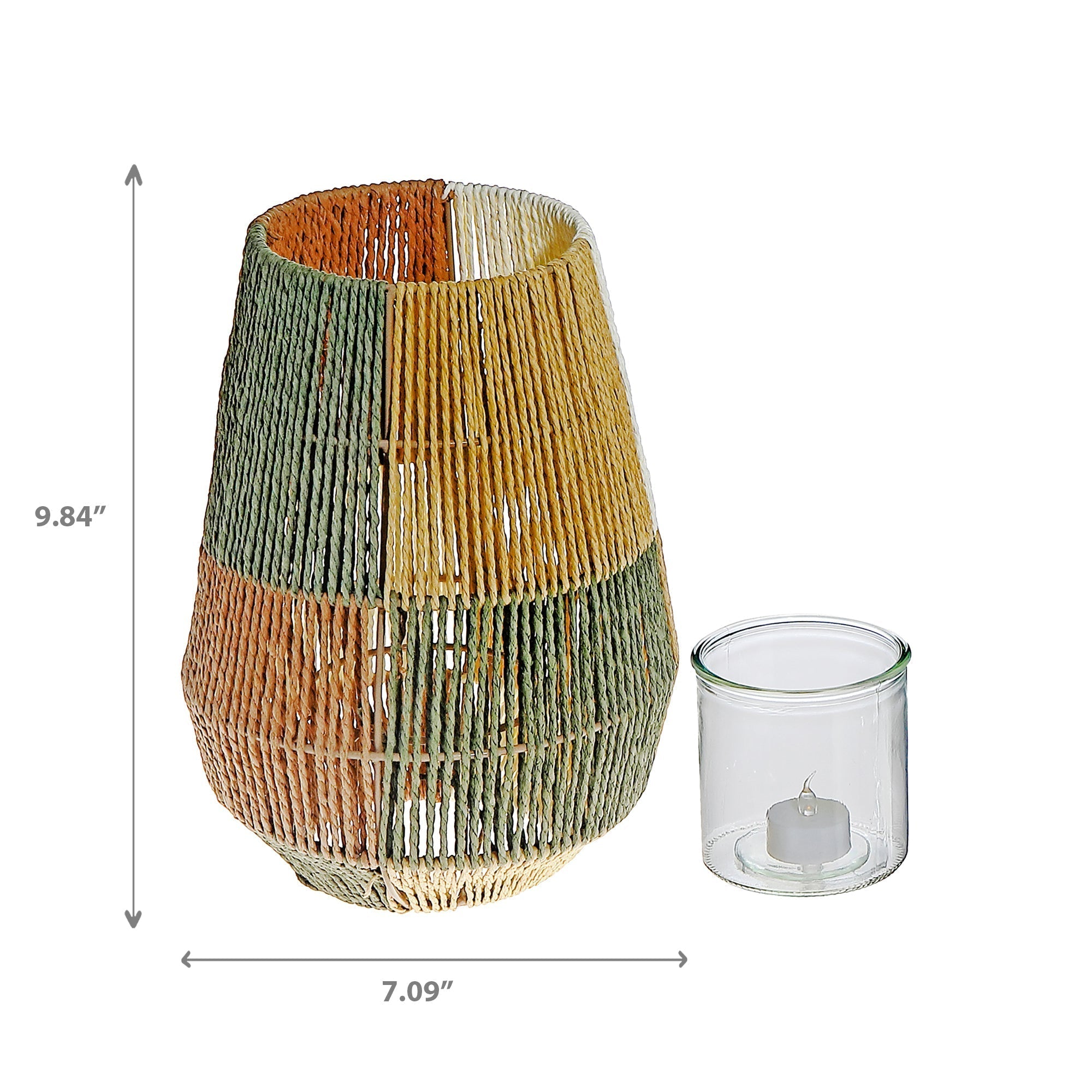 Oblong Paper Lantern Green Yellow, Oblong Paper Lantern Green Yellow, Decorative Hanging Light Accent