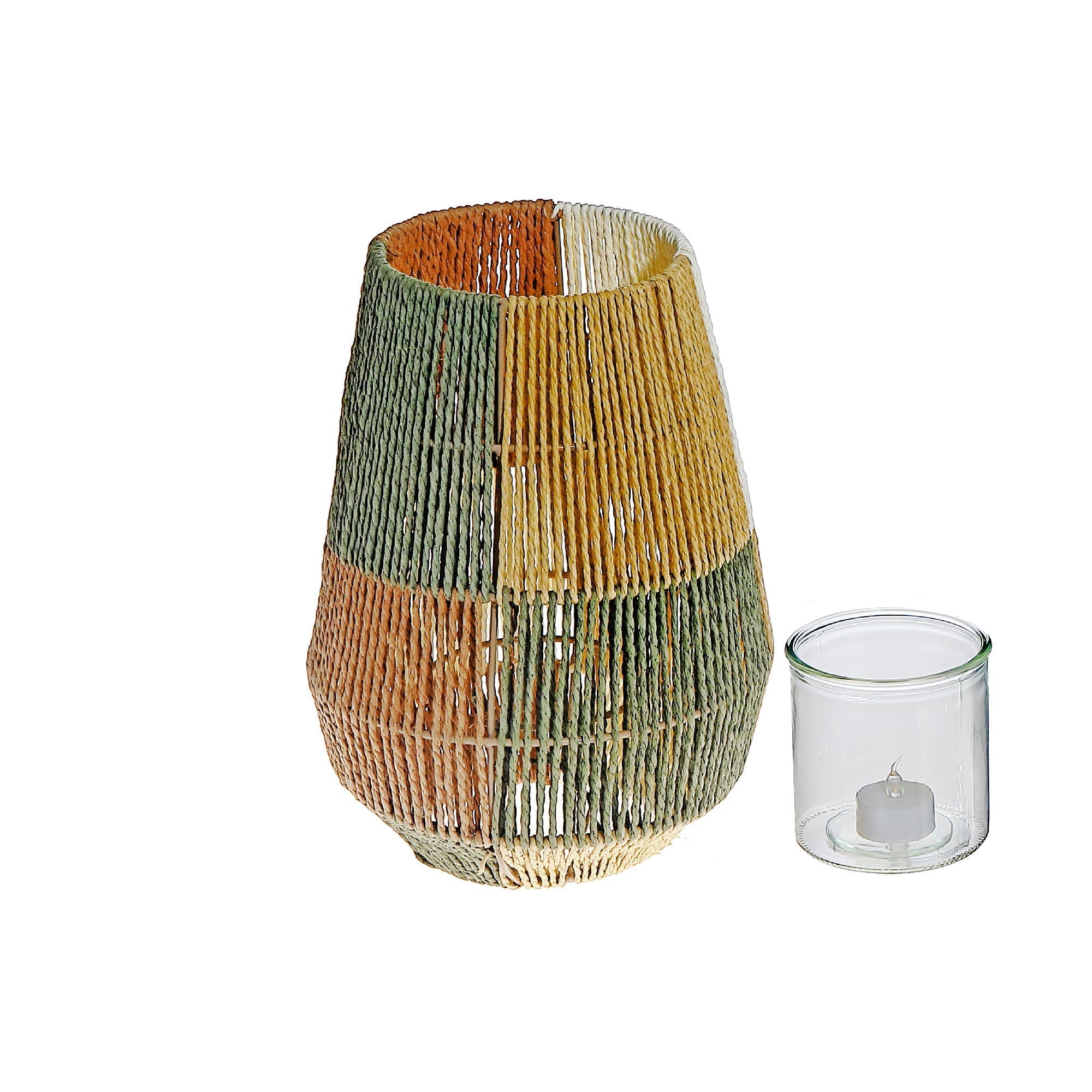 Oblong Paper Lantern Green Yellow, Oblong Paper Lantern Green Yellow, Decorative Hanging Light Accent
