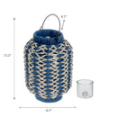 Anya Paper Rope Lantern With Handle Blue/Beige Large
