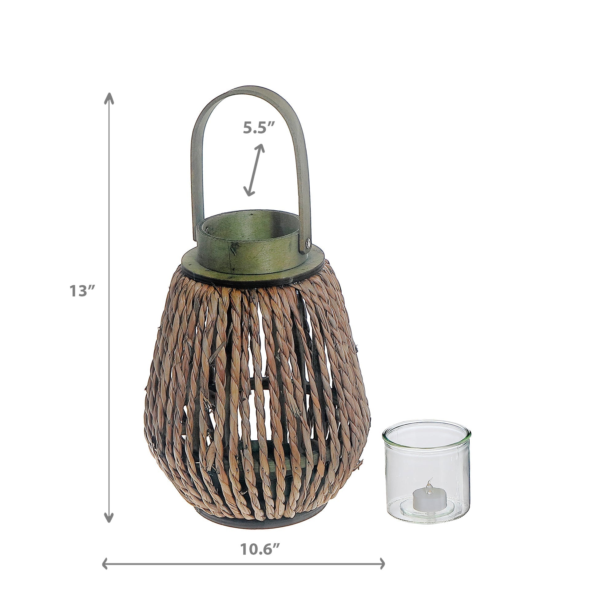 Lucia Natural Grass Lantern Brown, Natural Grass Lantern Brown, Rustic Outdoor Candle Holder, Boho Home Décor