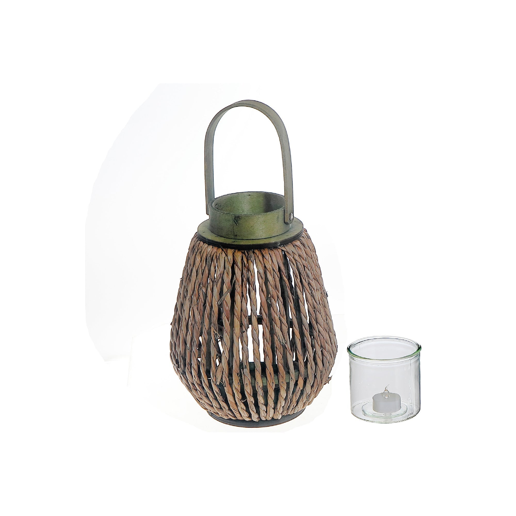 Lucia Natural Grass Lantern Brown, Natural Grass Lantern Brown, Rustic Outdoor Candle Holder, Boho Home Decor