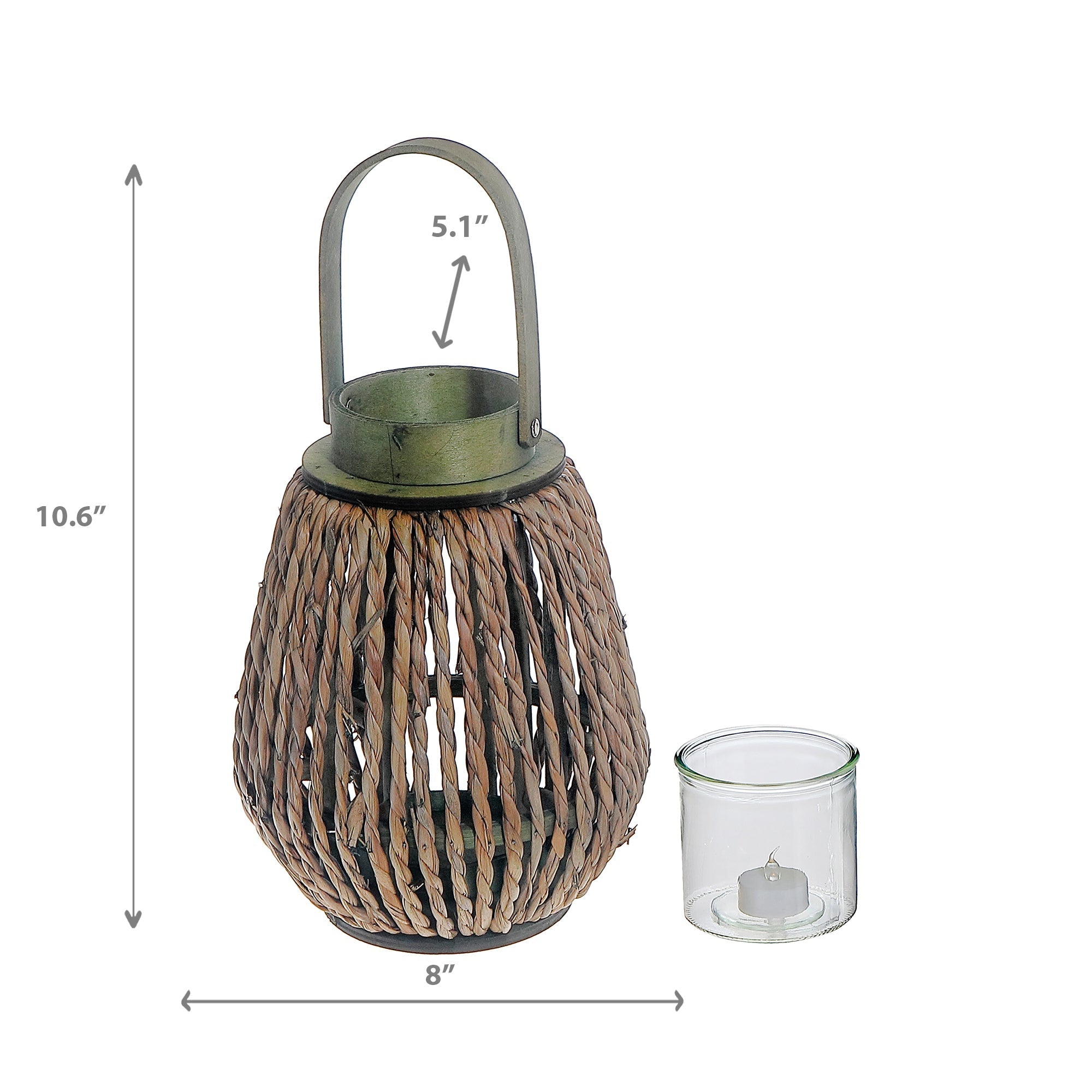 Lucia Natural Grass Lantern Brown, Natural Grass Lantern Brown, Rustic Outdoor Candle Holder, Boho Home Decor