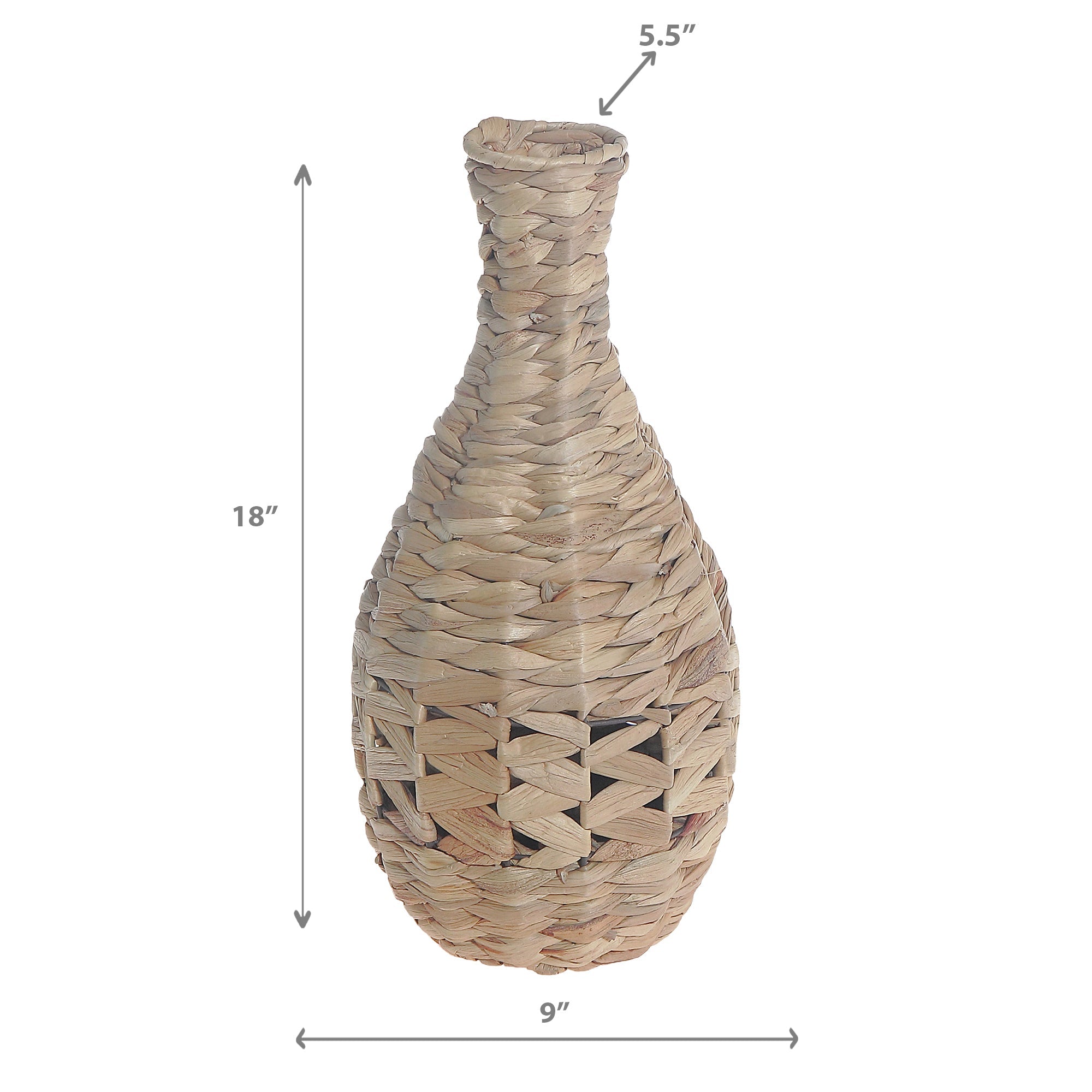 Mila Natural Grass Decorative Vase, Eco-Friendly Handmade Home Accent, Rustic or Boho Table Decor, Floral Arrangement Holder