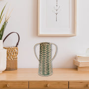 Aria Paper Rope Vase with Handle, Handmade Rustic or Boho Decorative Vase, Table Centerpiece, Floral Holder