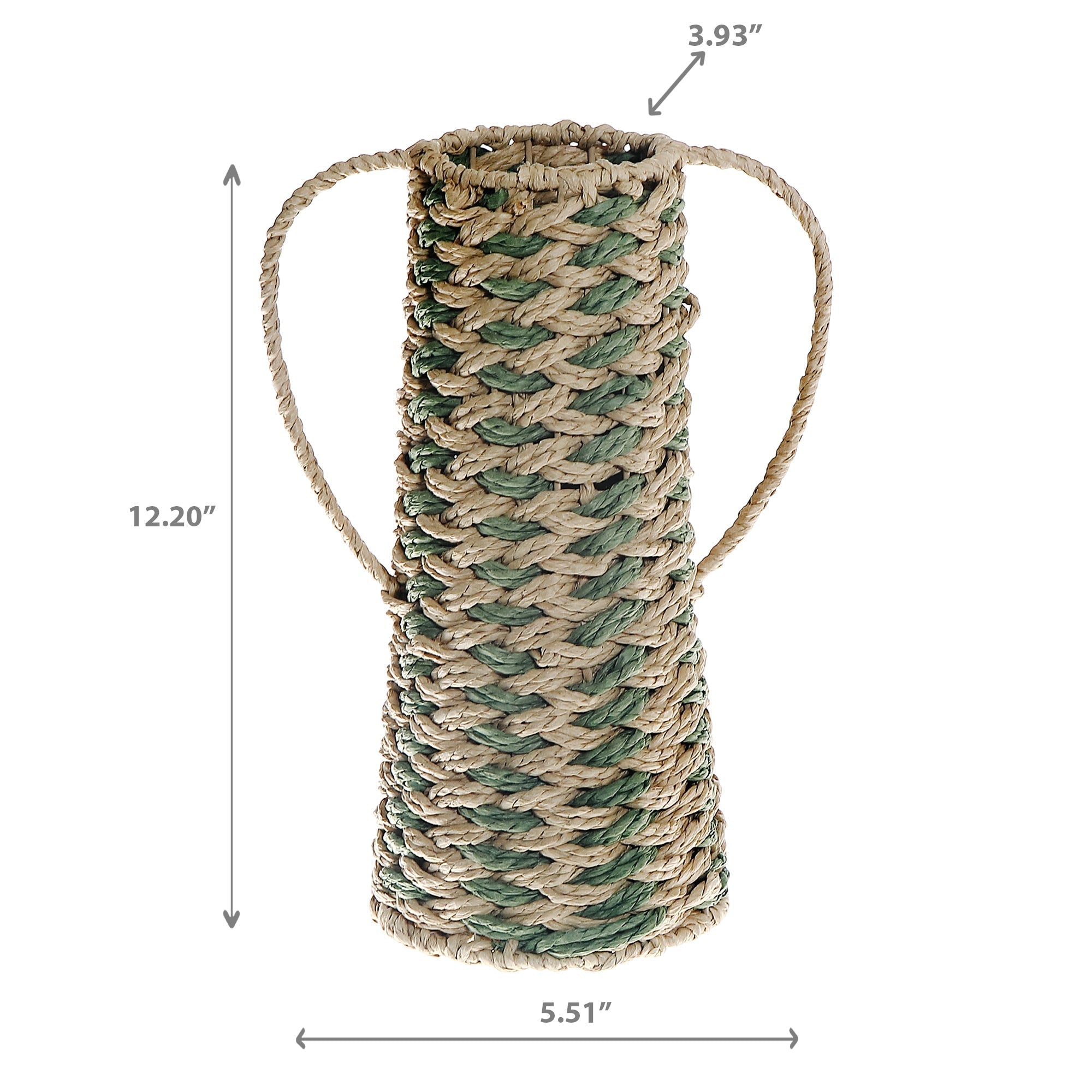 Aria Paper Rope Vase with Handle, Handmade Rustic or Boho Decorative Vase, Table Centerpiece, Floral Holder