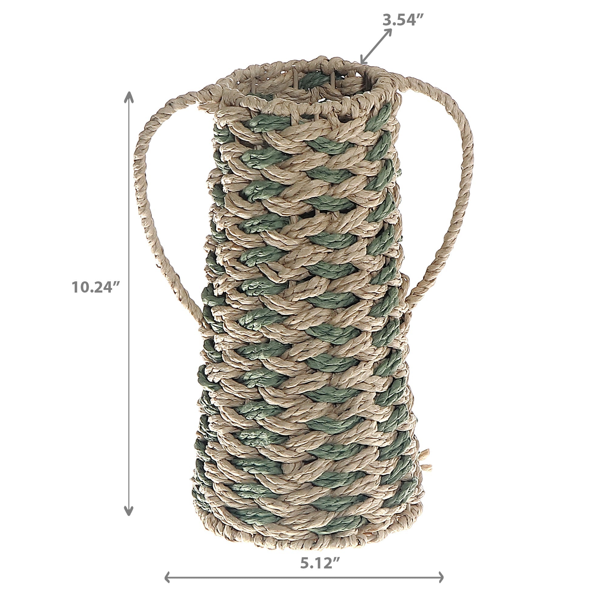Aria Paper Rope Vase with Handle, Handmade Rustic or Boho Decorative Vase, Table Centerpiece, Floral Holder
