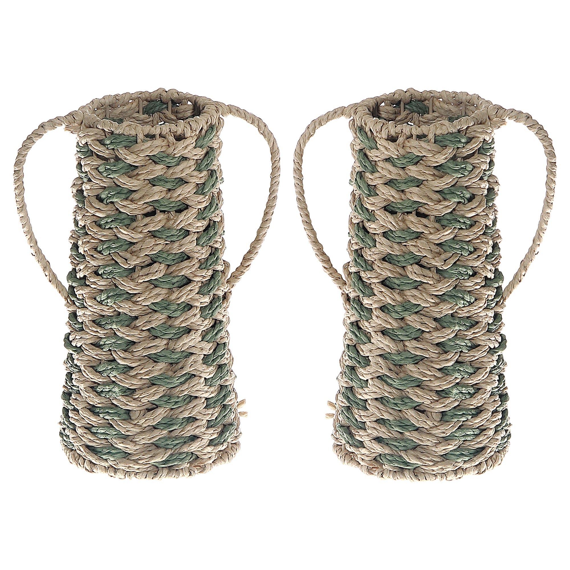 Aria Paper Rope Vase with Handle, Handmade Rustic or Boho Decorative Vase, Table Centerpiece, Floral Holder