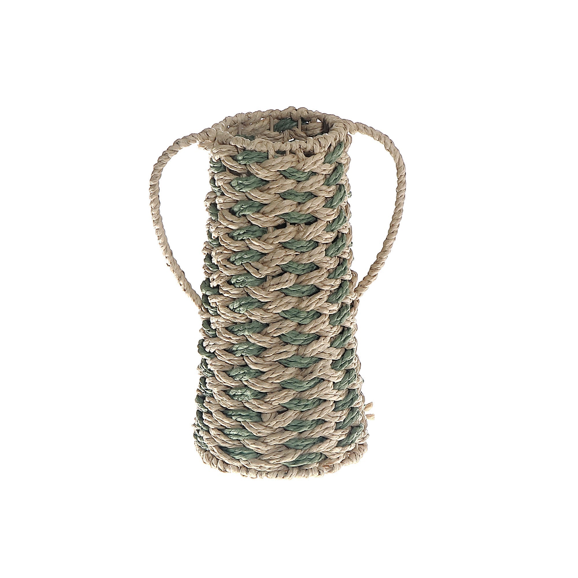 Aria Paper Rope Vase with Handle, Handmade Rustic or Boho Decorative Vase, Table Centerpiece, Floral Holder