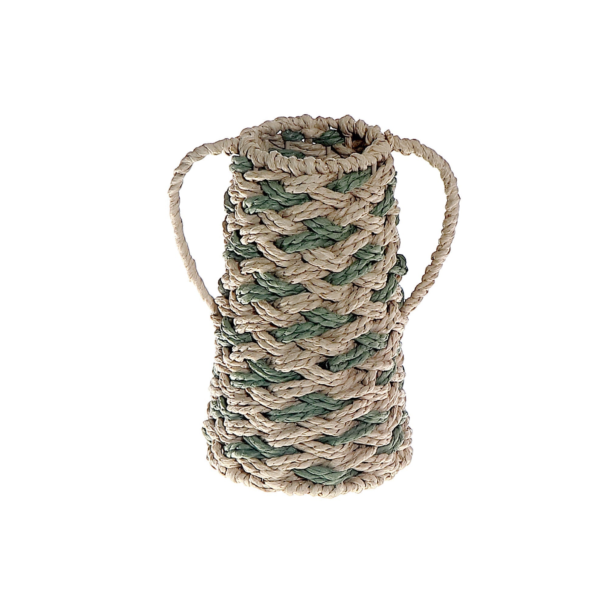 Aria Paper Rope Vase with Handle, Handmade Rustic or Boho Decorative Vase, Table Centerpiece, Floral Holder