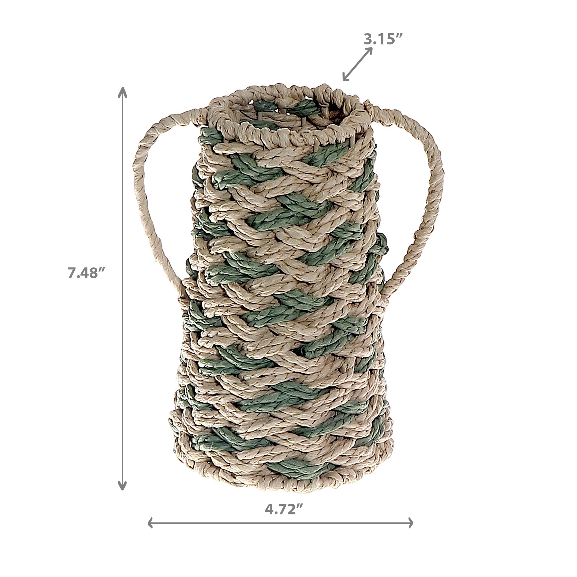 Aria Paper Rope Vase with Handle, Handmade Rustic or Boho Decorative Vase, Table Centerpiece, Floral Holder