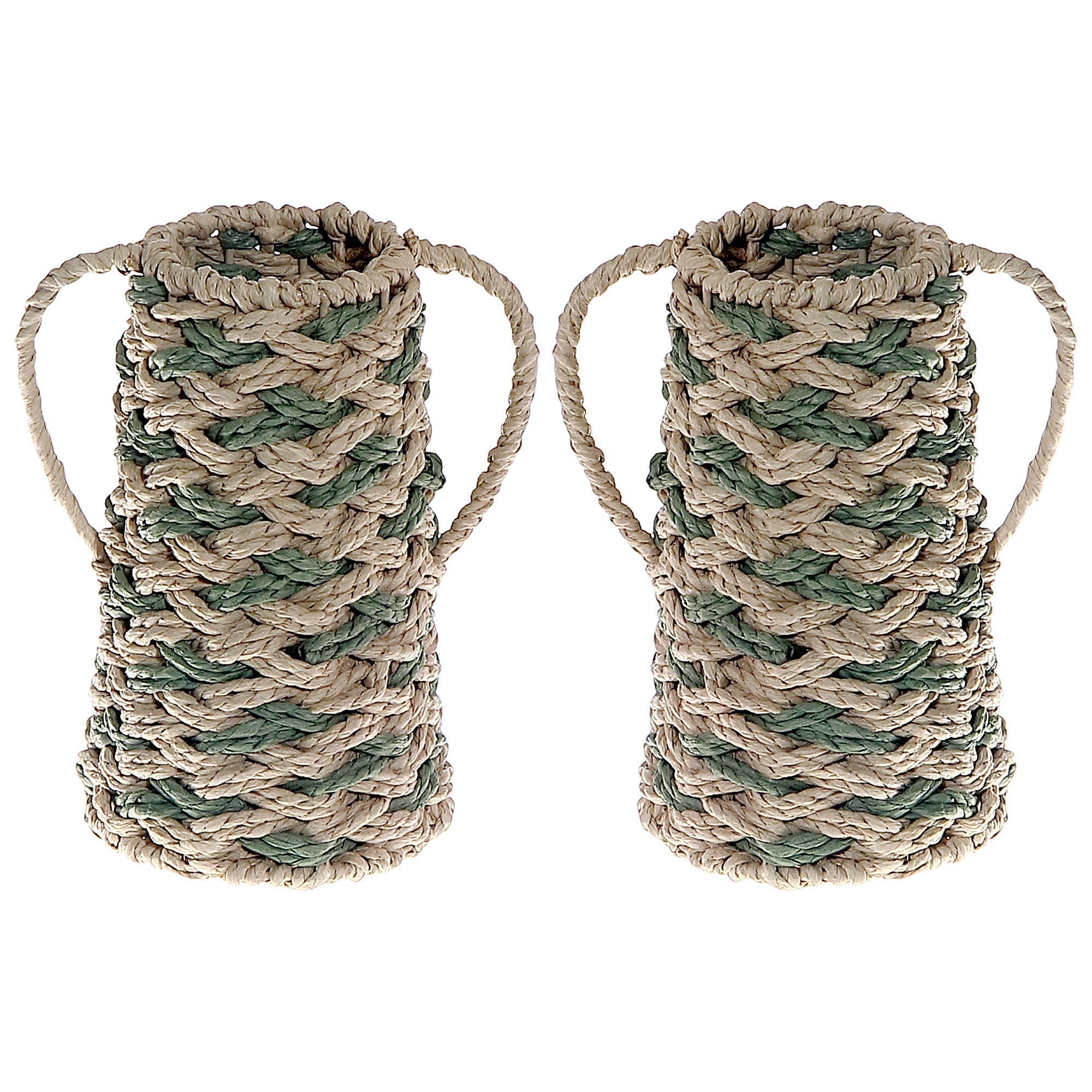 Aria Paper Rope Vase with Handle, Handmade Rustic or Boho Decorative Vase, Table Centerpiece, Floral Holder