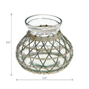 Lana Paper Rope Glass Pot Candle Holder (Green/Beige)