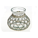 Lana Paper Rope Glass Pot Candle Holder (Green/Beige)