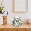 Lana Paper Rope Glass Pot Candle Holder (Green/Beige)