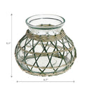 Lana Paper Rope Glass Pot Candle Holder (Green/Beige)