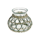 Lana Paper Rope Glass Pot Candle Holder (Green/Beige)