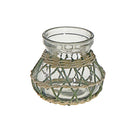 Lana Paper Rope Glass Pot Candle Holder (Green/Beige)
