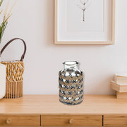 Maya Paper Rope Glass Bottle Candle Holder Brown Black, Paper Rope Glass Bottle Candle Holder, Rustic Tabletop Lantern