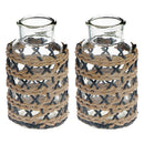 Maya Paper Rope Glass Bottle Candle Holder (Brown/Black)