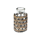 Maya Paper Rope Glass Bottle Candle Holder (Brown/Black)