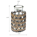 Maya Paper Rope Glass Bottle Candle Holder (Brown/Black)