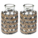 Maya Paper Rope Glass Bottle Candle Holder (Brown/Black)