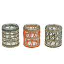 Kyla Paper Rope Round Glass Candle Holder Assorted - Set of 3