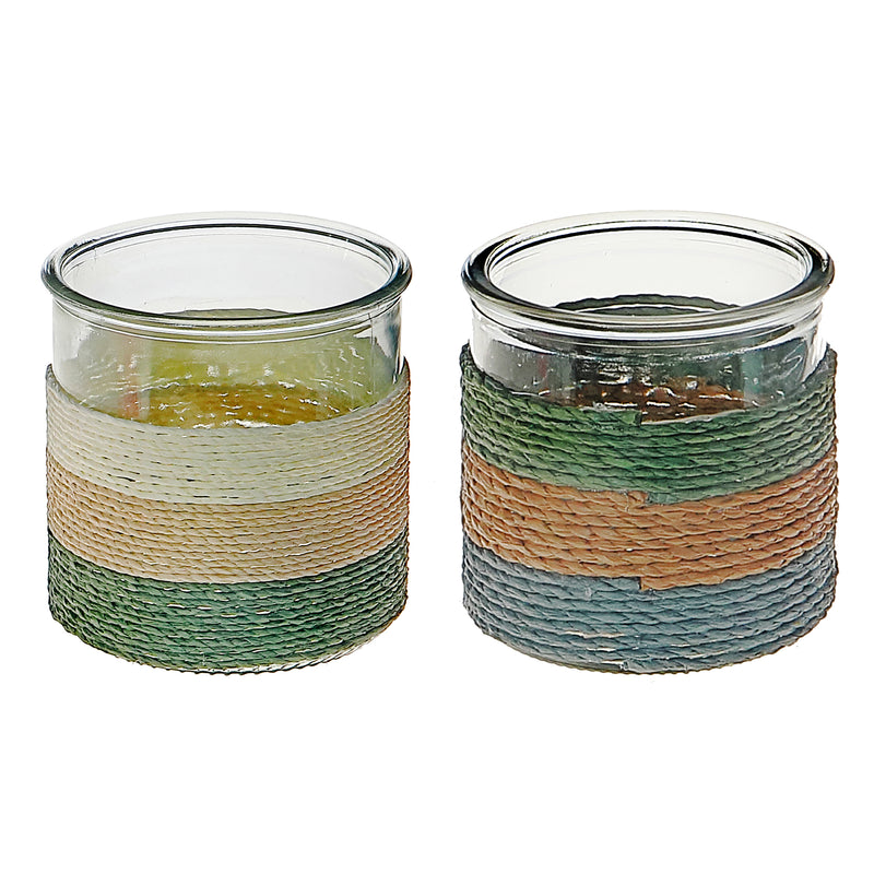 Gia Paper Rope Glass Candle Holder (Asstd.)