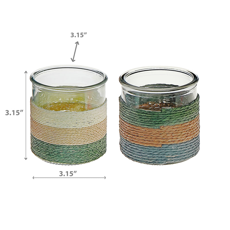 Gia Paper Rope Glass Candle Holder (Asstd.)
