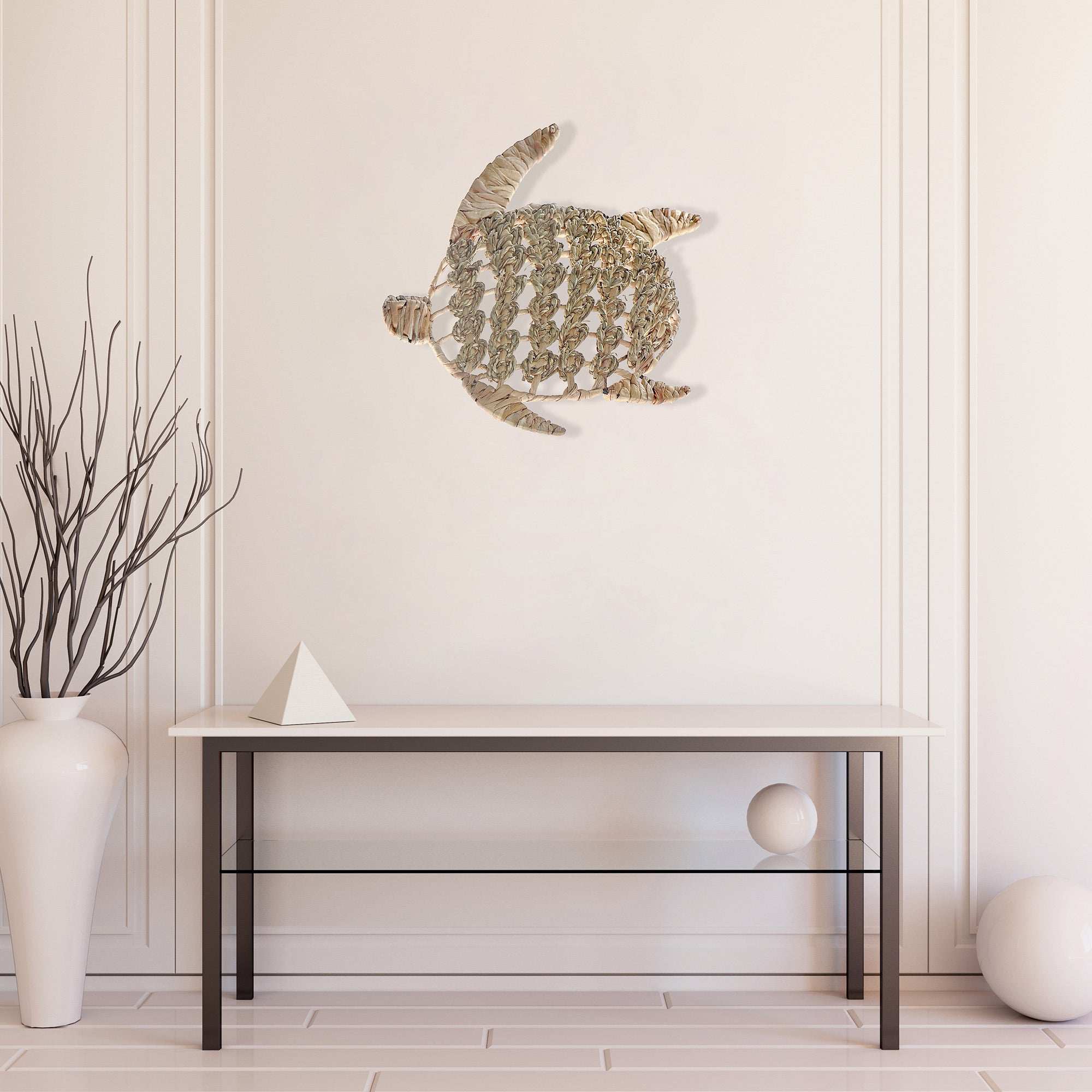 Sea Turtle Natural Grass Wall Decor in Natural and Green Colors, Coastal Home Decor, Nautical Wall Accent, Tropical Wall Decoration